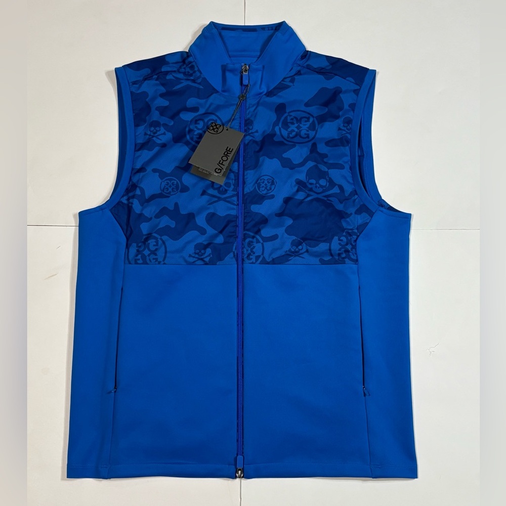 G/FORE Vest Men’s M Thermal Performance Full Zip Golf Surf Blue Camo GMO000008